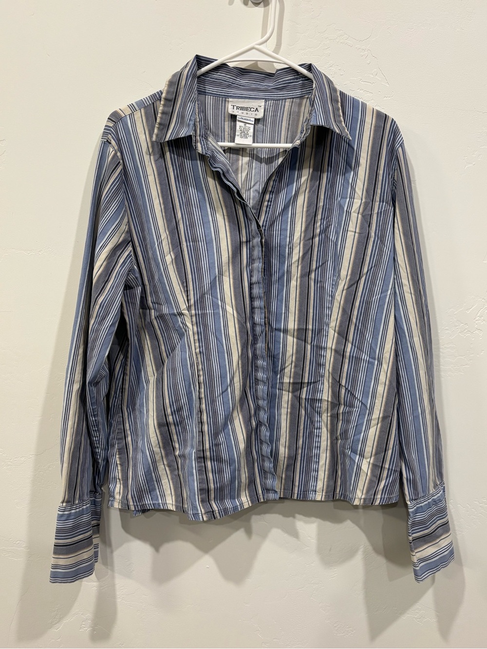 Blue & White Striped Women's Button-Down Shirt